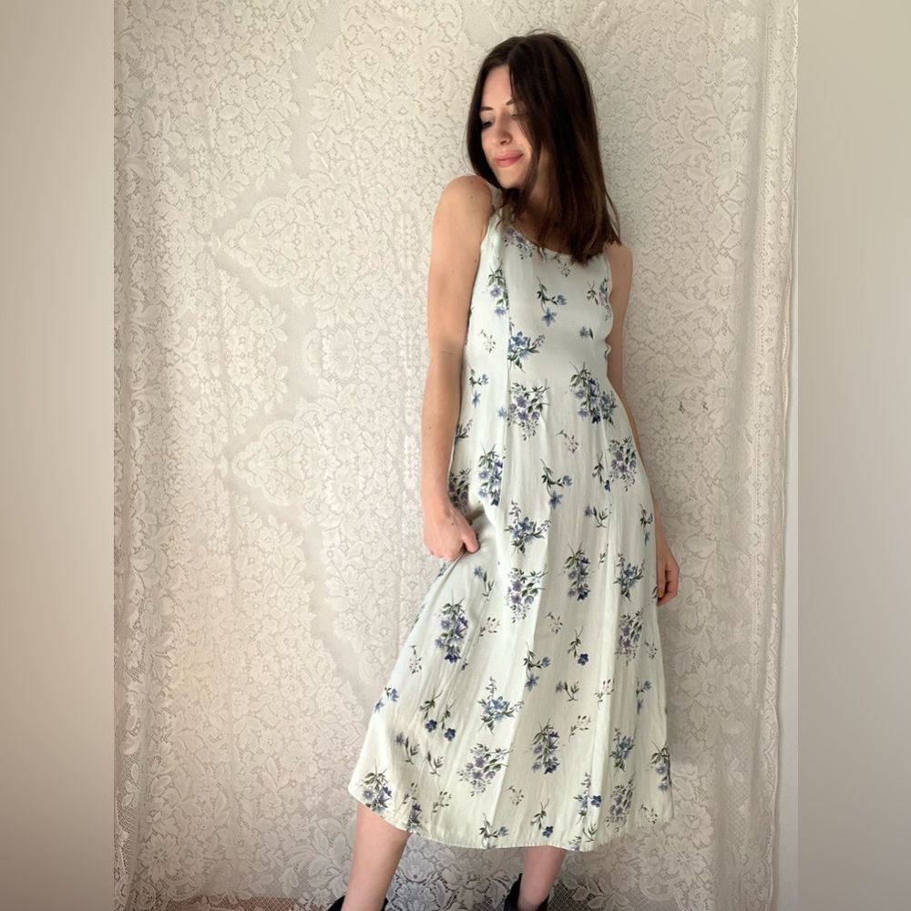 Y2K Maurice’s Mint Green Floral Dress & Sweater Set Cottagecore Garden Party - Picture 4 of 16